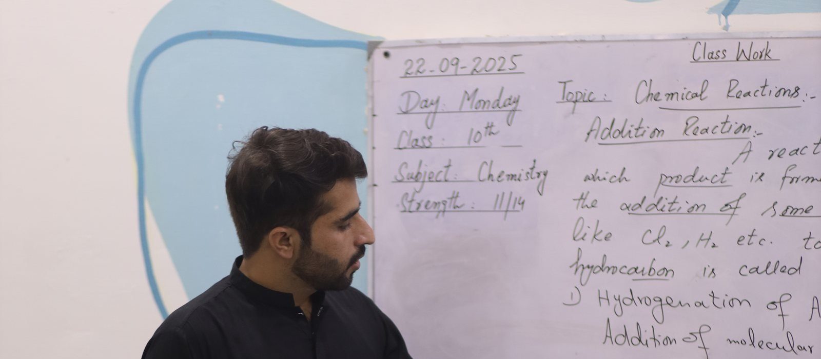 A teacher leading class at Rukh Foundation School, Lahore